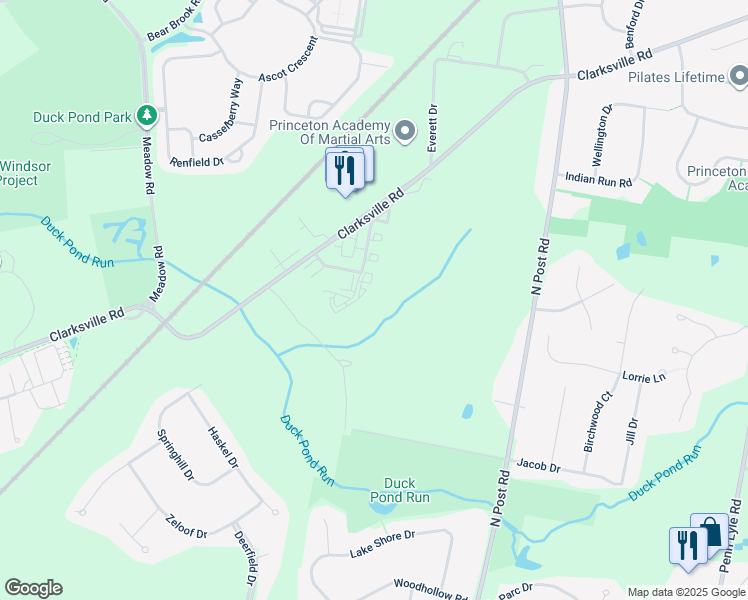 map of restaurants, bars, coffee shops, grocery stores, and more near 13240 Taylor Court in West Windsor Township