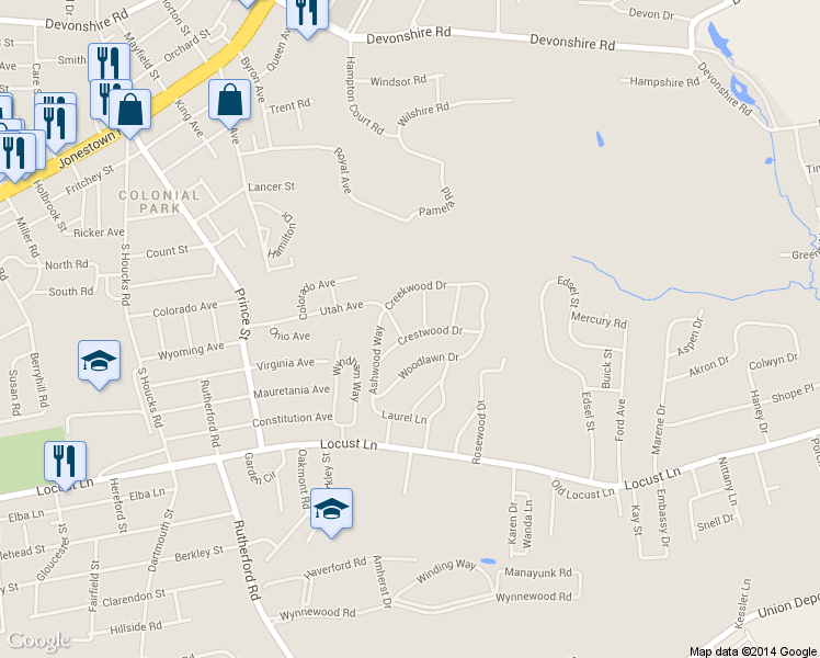 map of restaurants, bars, coffee shops, grocery stores, and more near 5212 Crestwood Drive in Harrisburg