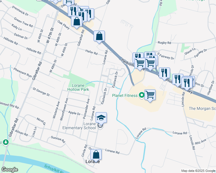 map of restaurants, bars, coffee shops, grocery stores, and more near 763 Henley Place in Reading