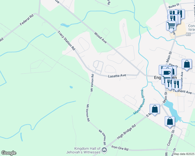 map of restaurants, bars, coffee shops, grocery stores, and more near 52C Lasatta Avenue in Englishtown
