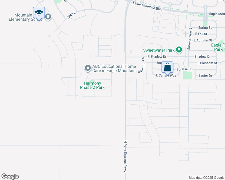 map of restaurants, bars, coffee shops, grocery stores, and more near 3412 Willy Way in Eagle Mountain