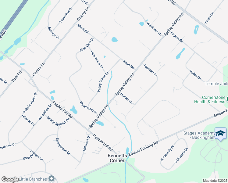 map of restaurants, bars, coffee shops, grocery stores, and more near 814 Spring Valley Road in Doylestown