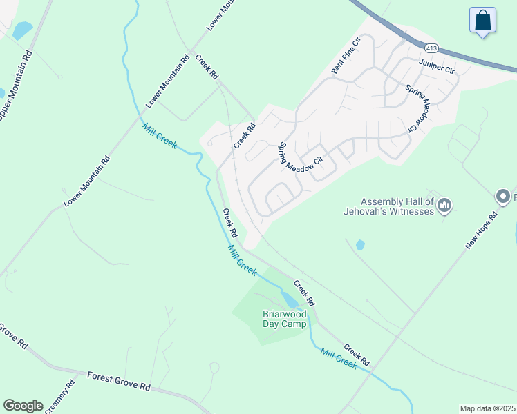 map of restaurants, bars, coffee shops, grocery stores, and more near 290 Countryside Circle in New Hope