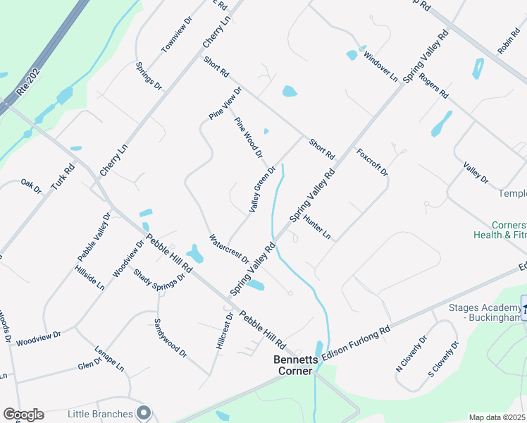 map of restaurants, bars, coffee shops, grocery stores, and more near 65 Valley Green Drive in Doylestown