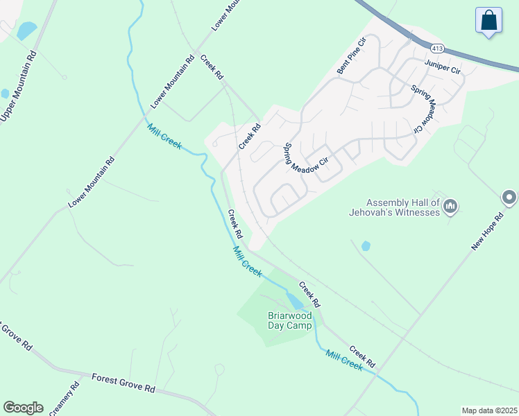 map of restaurants, bars, coffee shops, grocery stores, and more near 288 Countryside Circle in New Hope