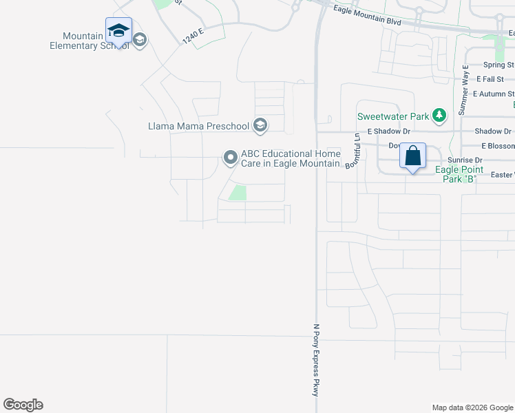 map of restaurants, bars, coffee shops, grocery stores, and more near 1293 Goldie Lou Lane in Eagle Mountain