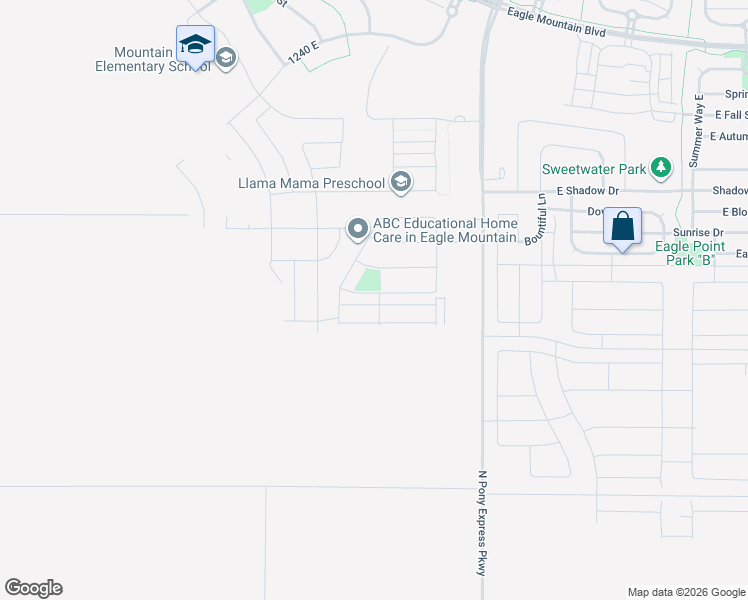 map of restaurants, bars, coffee shops, grocery stores, and more near 1247 Goldie Lou Lane in Eagle Mountain