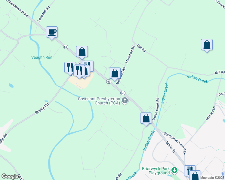 map of restaurants, bars, coffee shops, grocery stores, and more near 878 Main Street in Harleysville