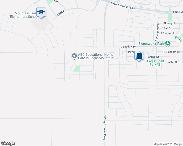 map of restaurants, bars, coffee shops, grocery stores, and more near 1365 Goldie Lou Lane in Eagle Mountain