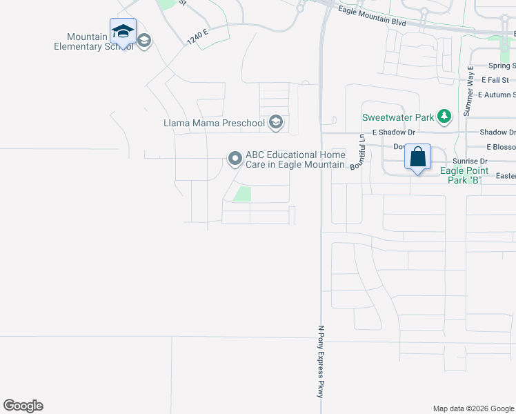 map of restaurants, bars, coffee shops, grocery stores, and more near 1281 Goldie Lou Lane in Eagle Mountain
