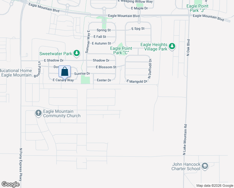 map of restaurants, bars, coffee shops, grocery stores, and more near 3440 Blackbird Drive in Eagle Mountain