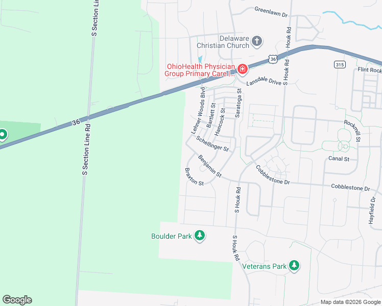 map of restaurants, bars, coffee shops, grocery stores, and more near 412 Benjamin Street in Delaware