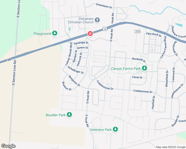 map of restaurants, bars, coffee shops, grocery stores, and more near 759 Woodford Way in Delaware