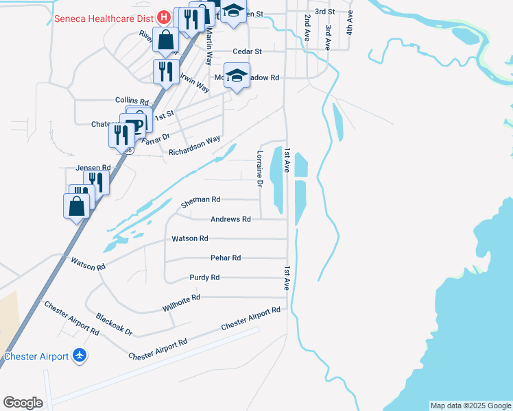 map of restaurants, bars, coffee shops, grocery stores, and more near 873 Lorraine Drive in Westwood