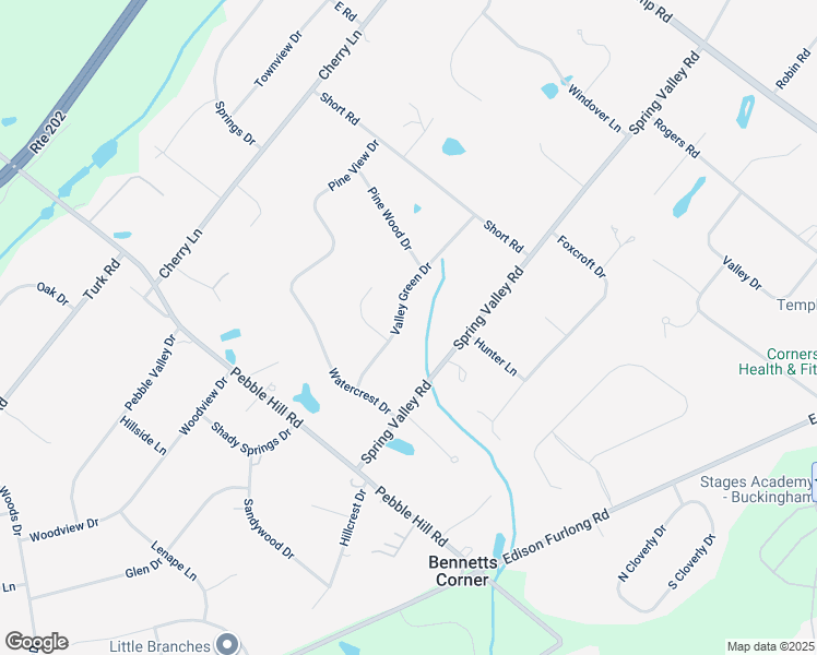 map of restaurants, bars, coffee shops, grocery stores, and more near 65 Valley Green Drive in Doylestown