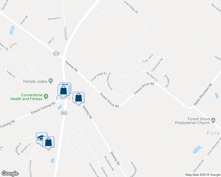 map of restaurants, bars, coffee shops, grocery stores, and more near 3722 Powder Horn Drive in Furlong