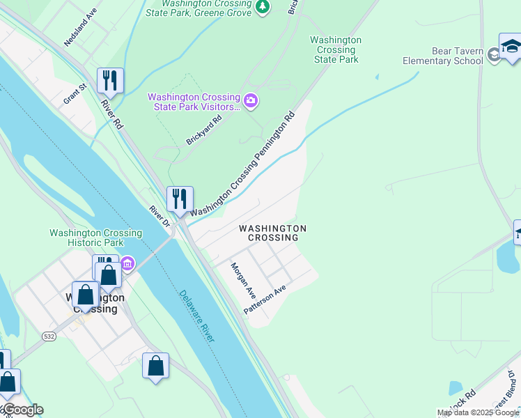 map of restaurants, bars, coffee shops, grocery stores, and more near 36 Wilfred Avenue in Hopewell Township