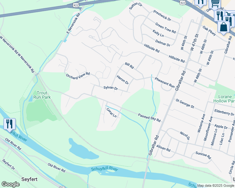 map of restaurants, bars, coffee shops, grocery stores, and more near 4 Ravens Court in Reading