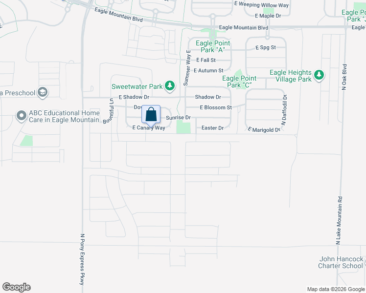 map of restaurants, bars, coffee shops, grocery stores, and more near 3451 Gray Wolf Lane in Eagle Mountain