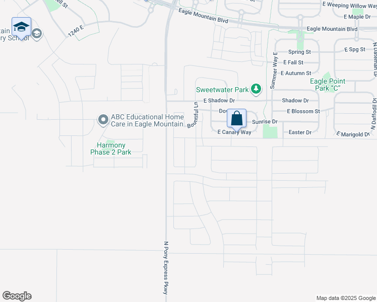 map of restaurants, bars, coffee shops, grocery stores, and more near 3456 Swift Lane in Eagle Mountain