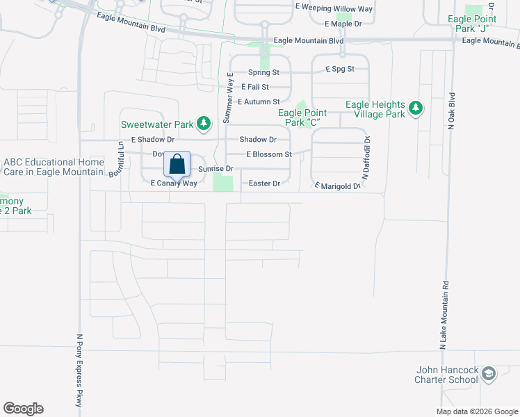map of restaurants, bars, coffee shops, grocery stores, and more near 2076 E Hummingbird Drive in Eagle Mountain