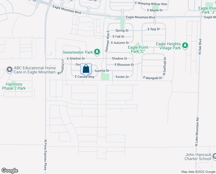 map of restaurants, bars, coffee shops, grocery stores, and more near 4016 Gray Wolf Lane in Eagle Mountain