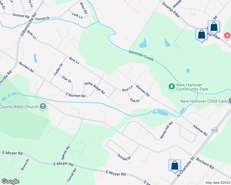map of restaurants, bars, coffee shops, grocery stores, and more near 2716 Woodland Way in Gilbertsville