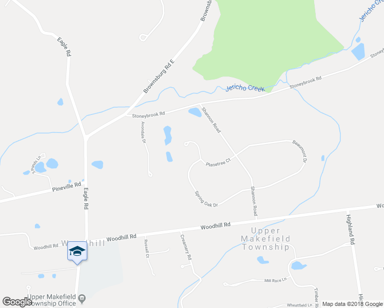map of restaurants, bars, coffee shops, grocery stores, and more near 23 Spring Oak Drive in Newtown