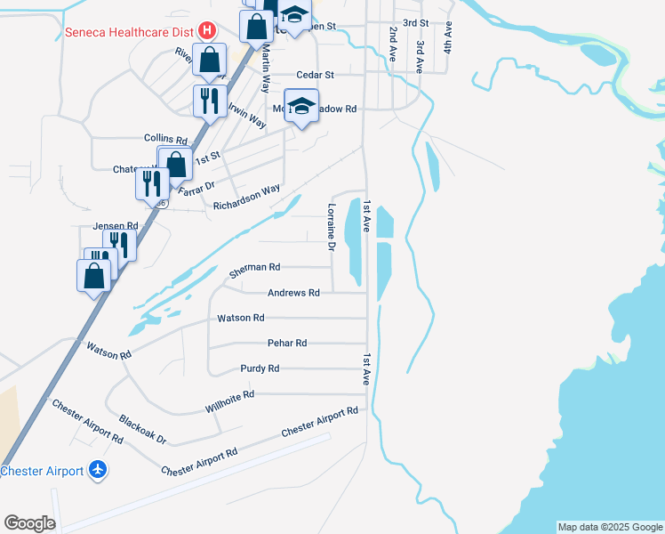 map of restaurants, bars, coffee shops, grocery stores, and more near 873 Lorraine Drive in Westwood