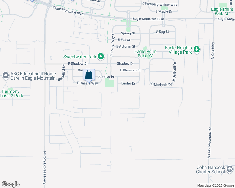map of restaurants, bars, coffee shops, grocery stores, and more near 2012 Hummingbird Drive in Eagle Mountain