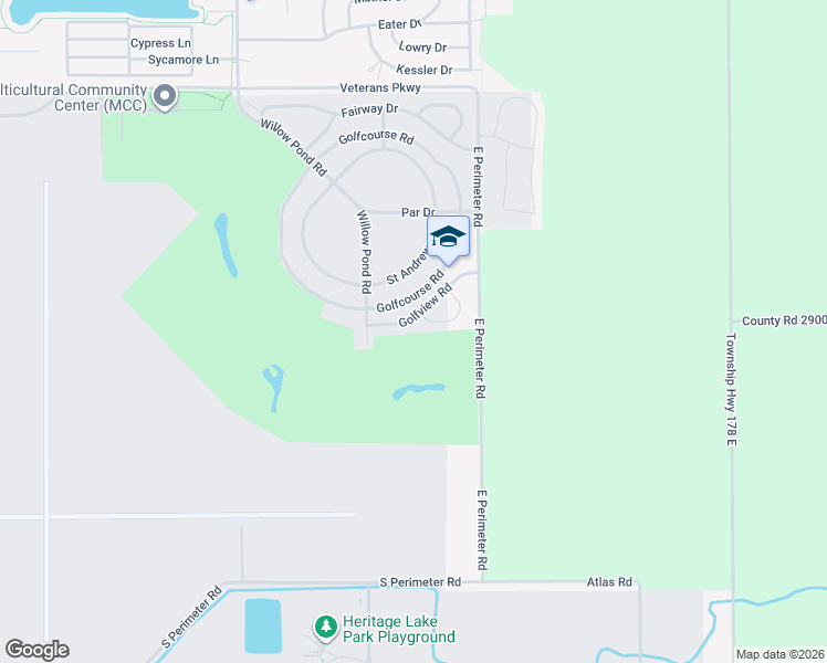 map of restaurants, bars, coffee shops, grocery stores, and more near 1520 Golfview Rd in Rantoul