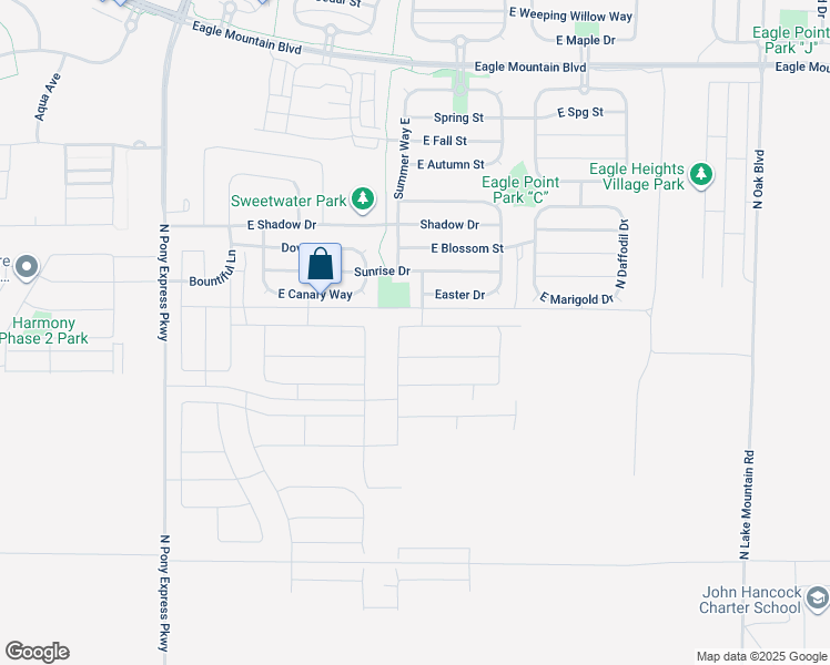 map of restaurants, bars, coffee shops, grocery stores, and more near 1990 Hummingbird Drive in Eagle Mountain