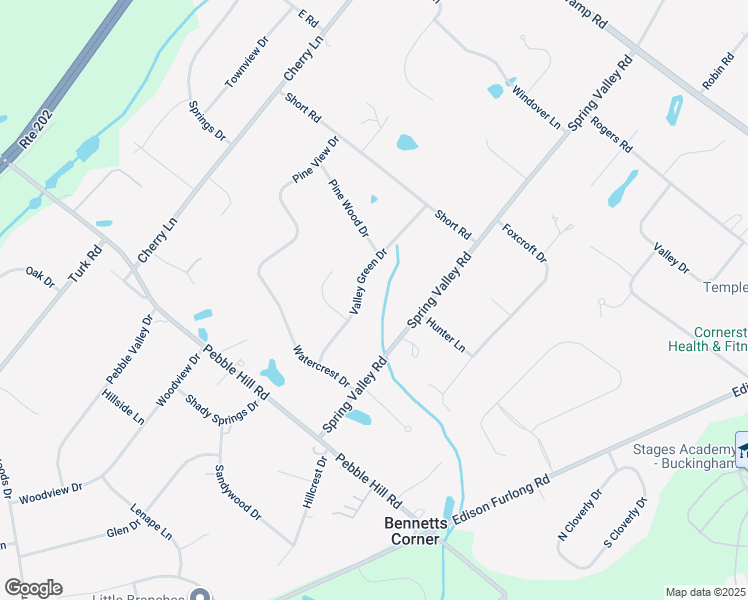 map of restaurants, bars, coffee shops, grocery stores, and more near 57 Valley Green Drive in Doylestown