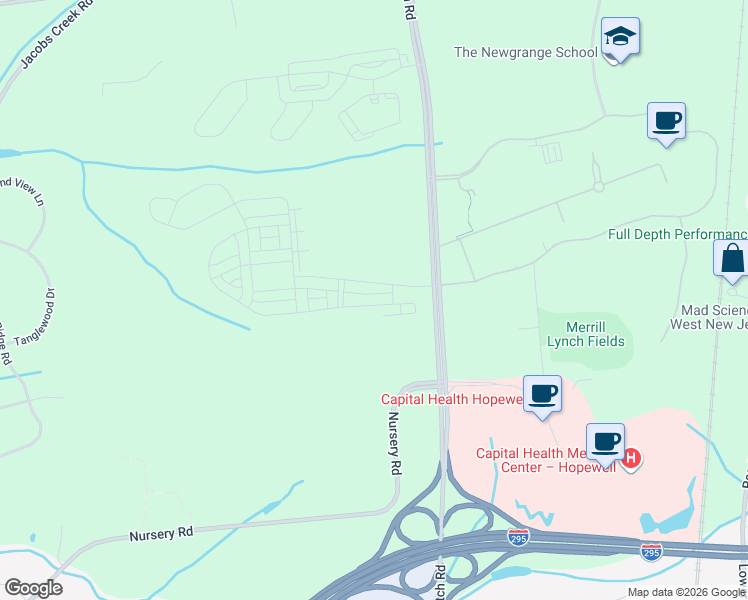 map of restaurants, bars, coffee shops, grocery stores, and more near 119 John Vanzandt Drive in Ewing Township