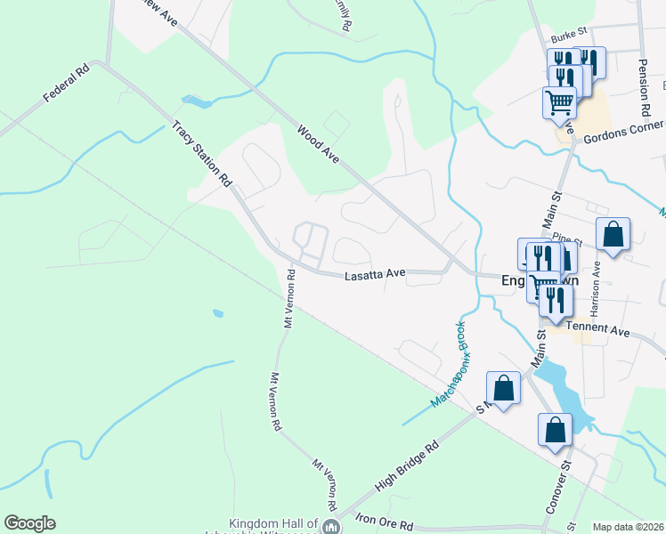 map of restaurants, bars, coffee shops, grocery stores, and more near 49 Carriage Lane in Englishtown