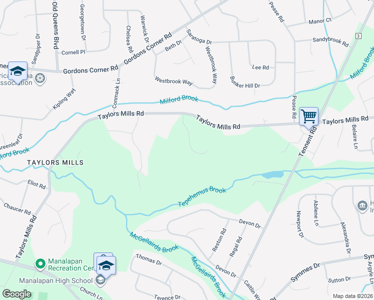 map of restaurants, bars, coffee shops, grocery stores, and more near 5 Blair Lane in Manalapan Township