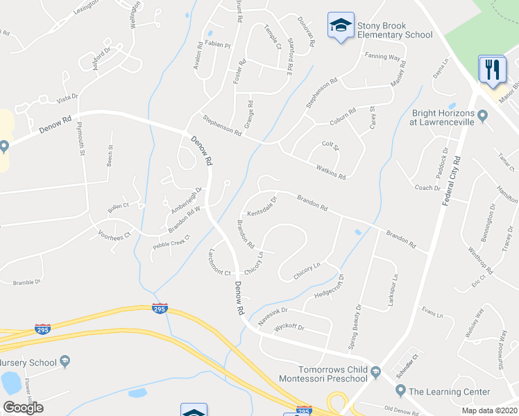 map of restaurants, bars, coffee shops, grocery stores, and more near 10 Kentsdale Drive in Pennington