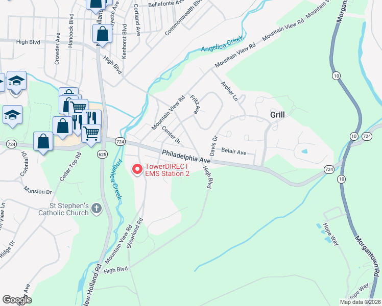 map of restaurants, bars, coffee shops, grocery stores, and more near 837 Philadelphia Avenue in Reading