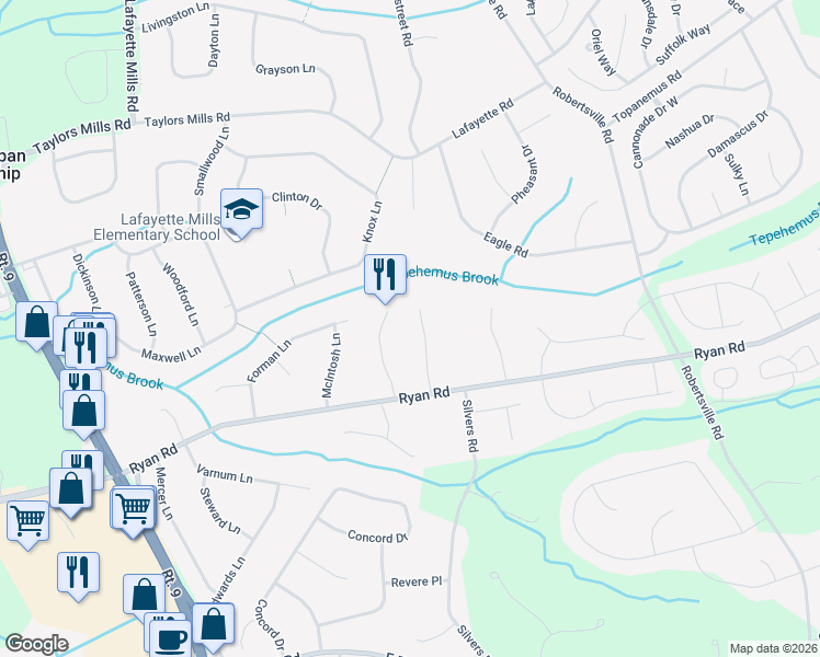 map of restaurants, bars, coffee shops, grocery stores, and more near 14 Rodeo Drive in Marlboro