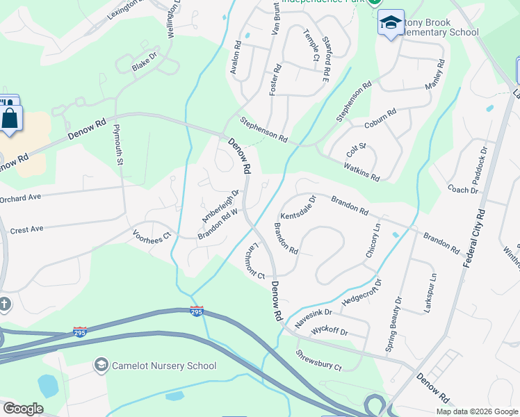 map of restaurants, bars, coffee shops, grocery stores, and more near 122 Brandon Road in Pennington