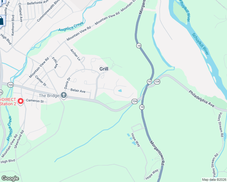 map of restaurants, bars, coffee shops, grocery stores, and more near 1 Kantner Lane South in Reading