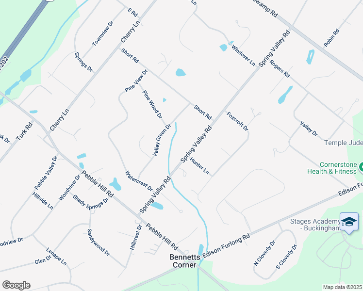 map of restaurants, bars, coffee shops, grocery stores, and more near 800 Spring Valley Road in Doylestown