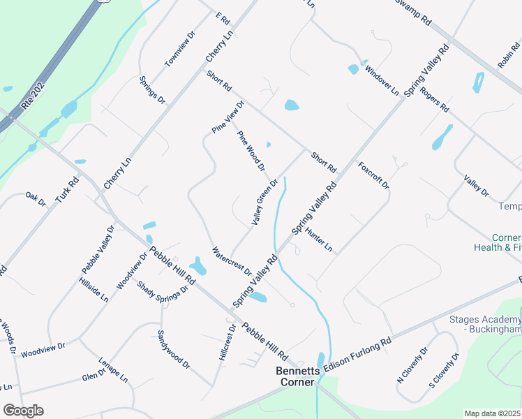 map of restaurants, bars, coffee shops, grocery stores, and more near 57 Valley Green Drive in Doylestown