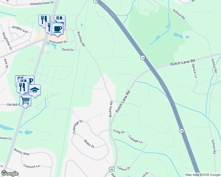 map of restaurants, bars, coffee shops, grocery stores, and more near 101 Buckley Road in Marlboro