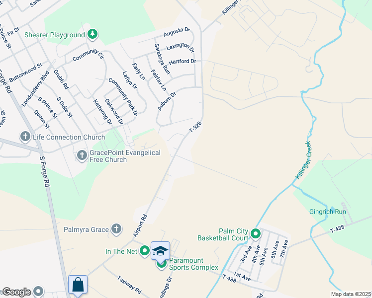 map of restaurants, bars, coffee shops, grocery stores, and more near 950 Hoffer Road in Annville