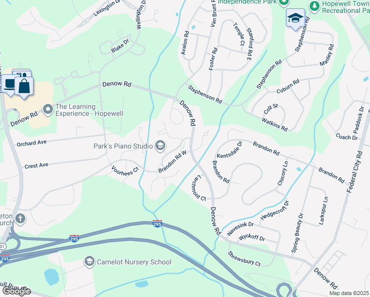 map of restaurants, bars, coffee shops, grocery stores, and more near 203 Castleton Court in Pennington