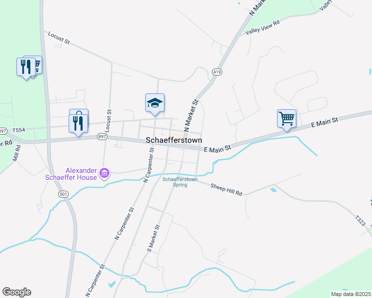 map of restaurants, bars, coffee shops, grocery stores, and more near in 