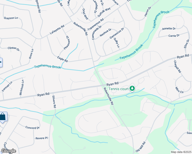 map of restaurants, bars, coffee shops, grocery stores, and more near 25 Whistler Way in Marlboro Township