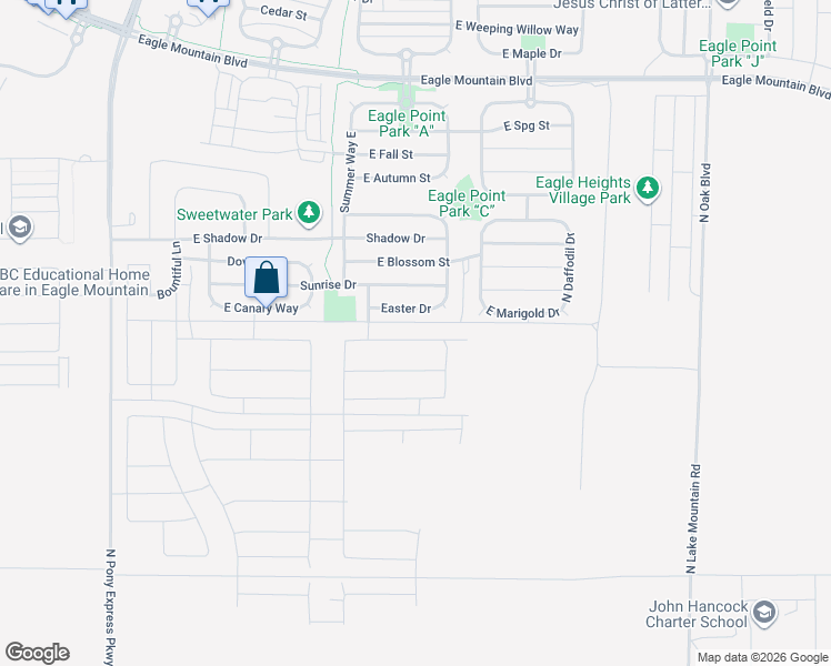 map of restaurants, bars, coffee shops, grocery stores, and more near 2111 E Hummingbird Drive in Eagle Mountain
