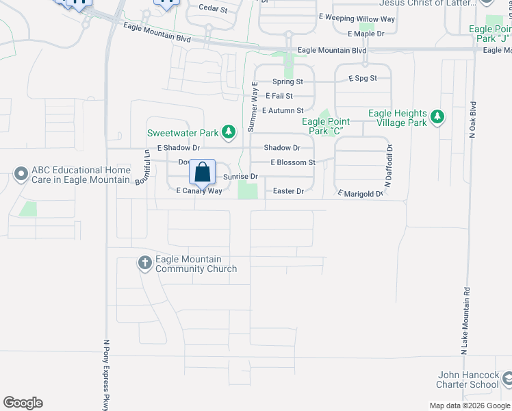 map of restaurants, bars, coffee shops, grocery stores, and more near 1977 Hummingbird Drive in Eagle Mountain